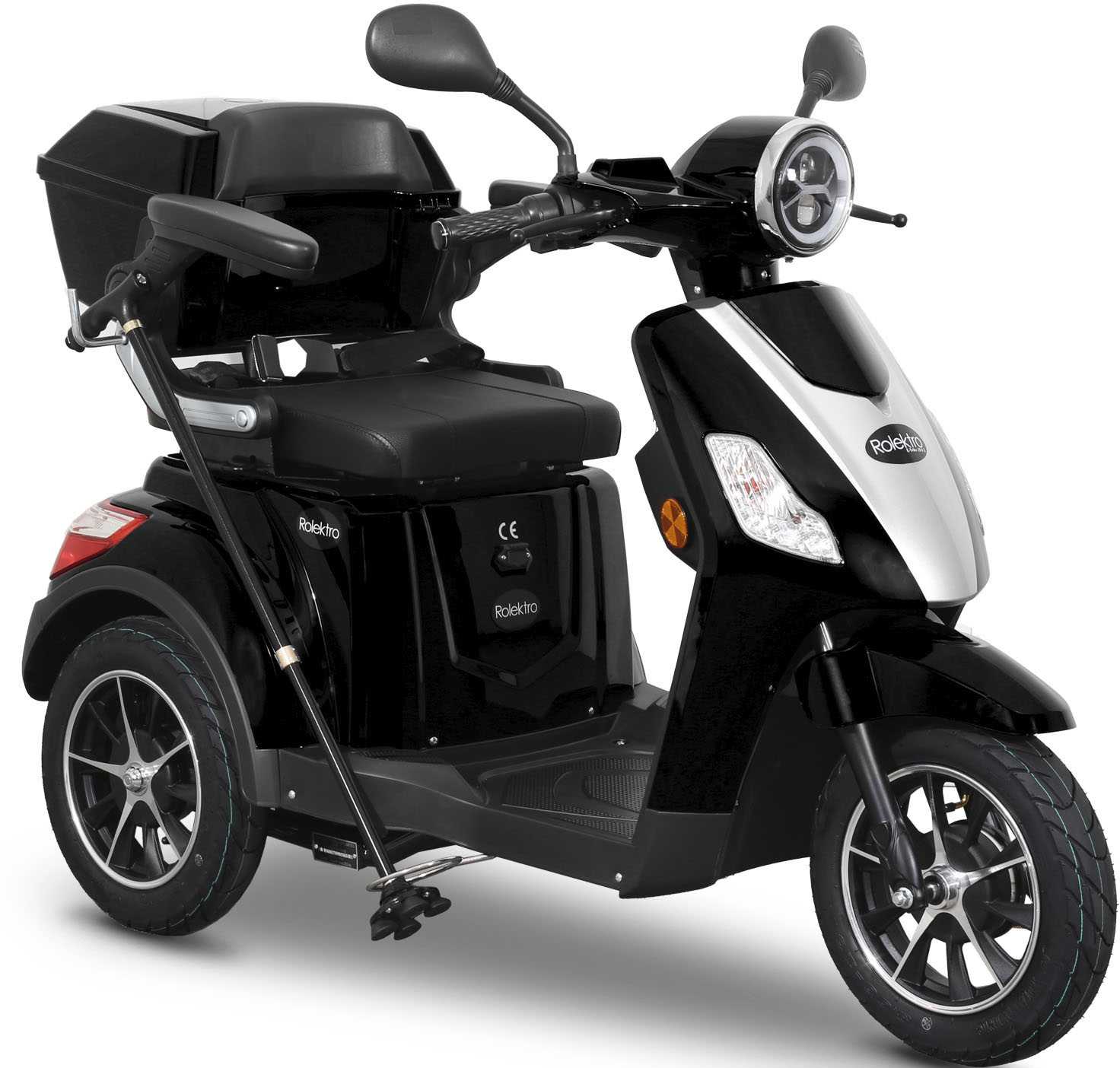 Rolektro E-Trike 25 km/h Dreirad Schwarz - Elektroroller 1000W - Reichweite 50km - Seniorenmobil mit Straßenzulassung - Koffer USB Kippbügel