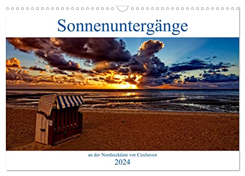 Sonnenuntergänge, an der Nordseeküste vor Cuxhaven (Wandkalender 2024 DIN A3 quer), CALVENDO Monatskalender
