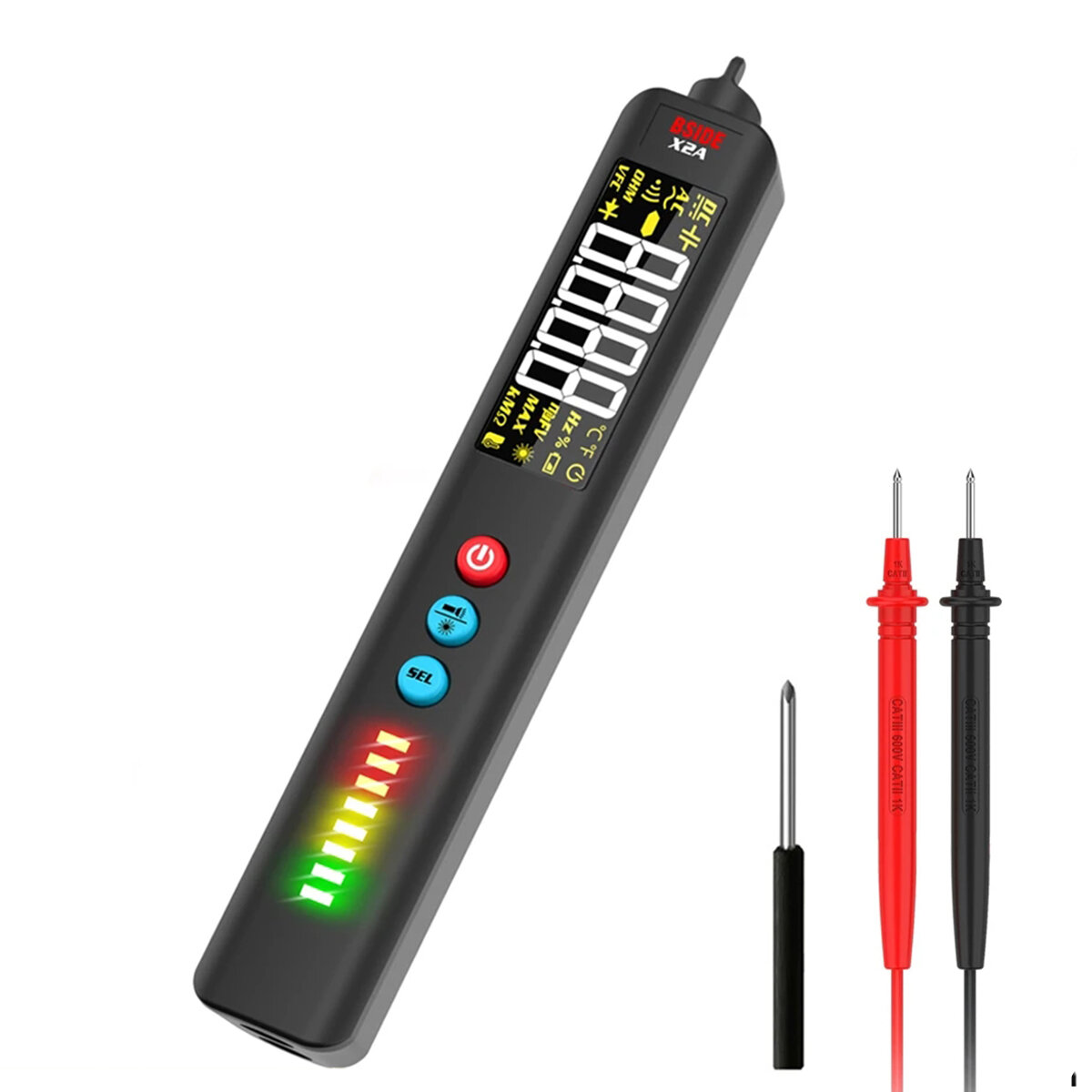 BSIDE Bside X2 Smart Digital-Multimeter Infrarot-Temperaturmessung LCD-Bildschirm AC-DC-Spannungsprüfer Stift LED-Tasche