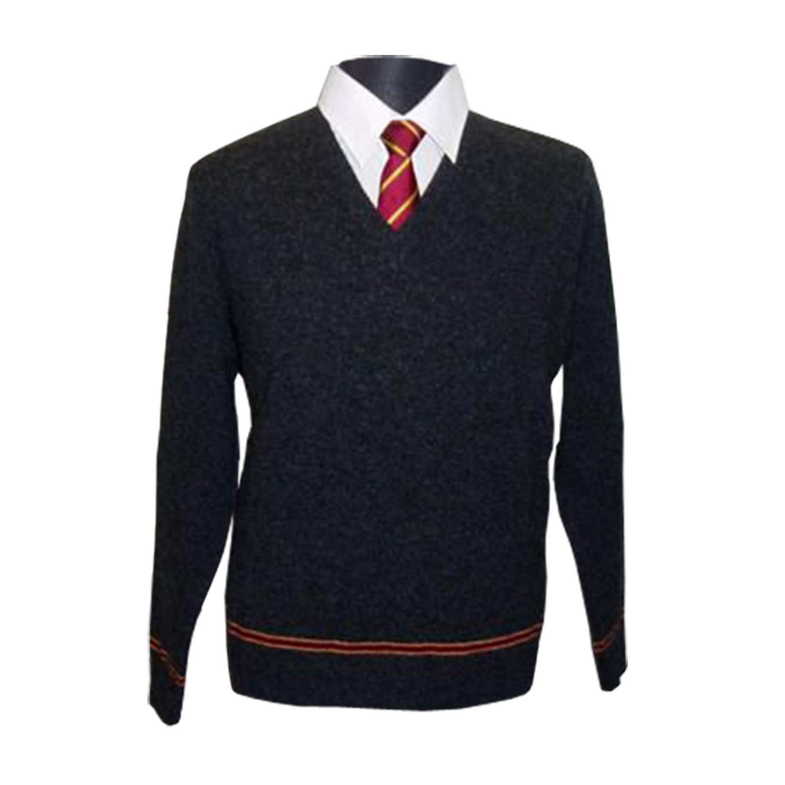 HARRY POTTER Gryffindor Sweater Hogwarts Uniform Pullover vom Filmausstatter made in Schottland 100% Lammwolle, Schwarz, L