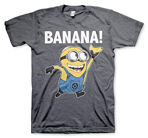 MINIONS Offizielles Lizenzprodukt Banana! Herren T-Shirt (Dunkel-Heather), L