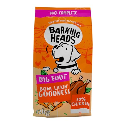 Barking Heads Hundefutter Trocken Getreidefrei, für große Rassen - Herzhaftes Huhn - 100% Natürlich, Huhn, ohne künstliche Geschmacksverstärker, 12kg