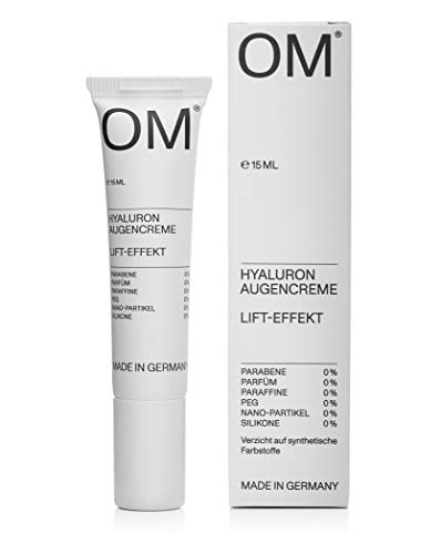 OM - Hyaluron Augencreme - 15 ml - gegen Falten und Augenringe mit Skin Lipid Matrix, Made in Germany, ohne Parabene, Parfüm, Paraffine, PEG & Silikone