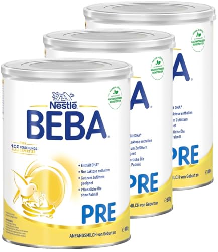 Nestlé BEBA Pre Anfangsmilch, Anfangsnahrung von Geburt an, 3er Pack (3 x 800g)