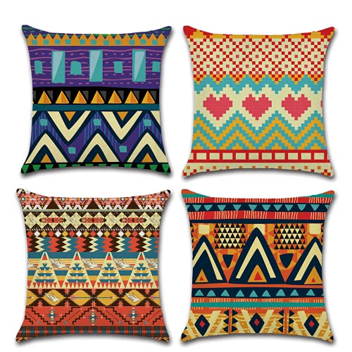 Daysskk Kissenbezug Afrikanisches Muster Kissenbezüge 45X45 cm Kissen für Draußen Dekorativ Kissenbezug Kissenhülle für Outdoot Sofa Bedroom Wohnzimmer 4er Set