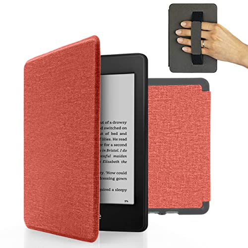 MyGadget Nylon Hülle für Amazon Kindle Paperwhite 2018 10. Generation - Handschlaufe & Schlaf Funktion magnetische Flip Case - Rosa