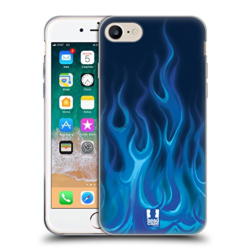 Head Case Designs Blau Feuer Hot Rod Flamme Soft Gel Handyhülle Hülle kompatibel mit Apple iPhone 7/8 / SE 2020 & 2022