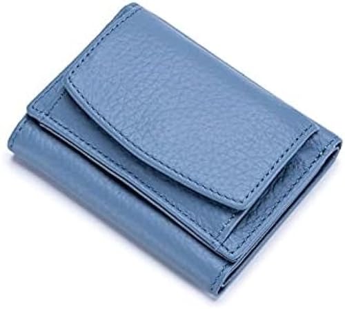 Damen Geldbörse Aus Echtem Leder Frauen Weibliche Brieftaschen Mini Geldbörse Kleine Geld Taschen Dame Tasche Karte Holde Kleine Clutch Tasche,Blau,Hilarious123