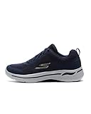 Skechers Herren Go Walk Arch Fit Idyllic Sneaker, Navy Textile Synthetic Gold Trim, 43.5 EU