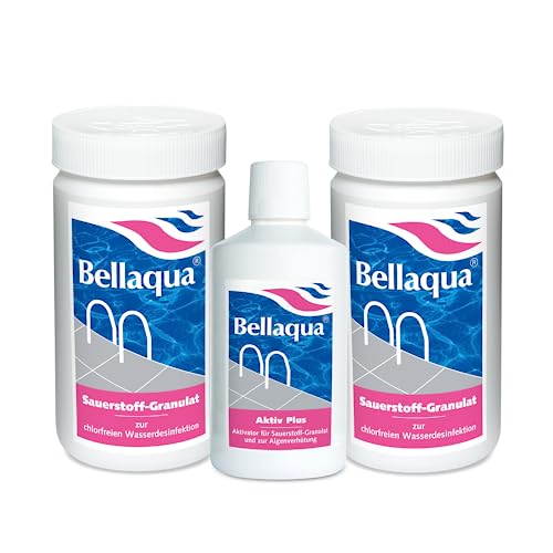 Bellaqua MEGA-Spar-Set - 2X Sauerstoff-Granulat + 1x Aktivator chlorfreie Wasserpflege für Pools und Schwimmbecken von BAYROL