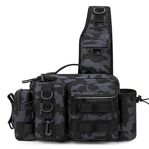 DEARBORN Multifunktionale Angelausrüstung Tasche Schulter Messenger Bag Köder Ausrüstung Lagerung Wasserdichte Angeltasche-C, blau camouflage