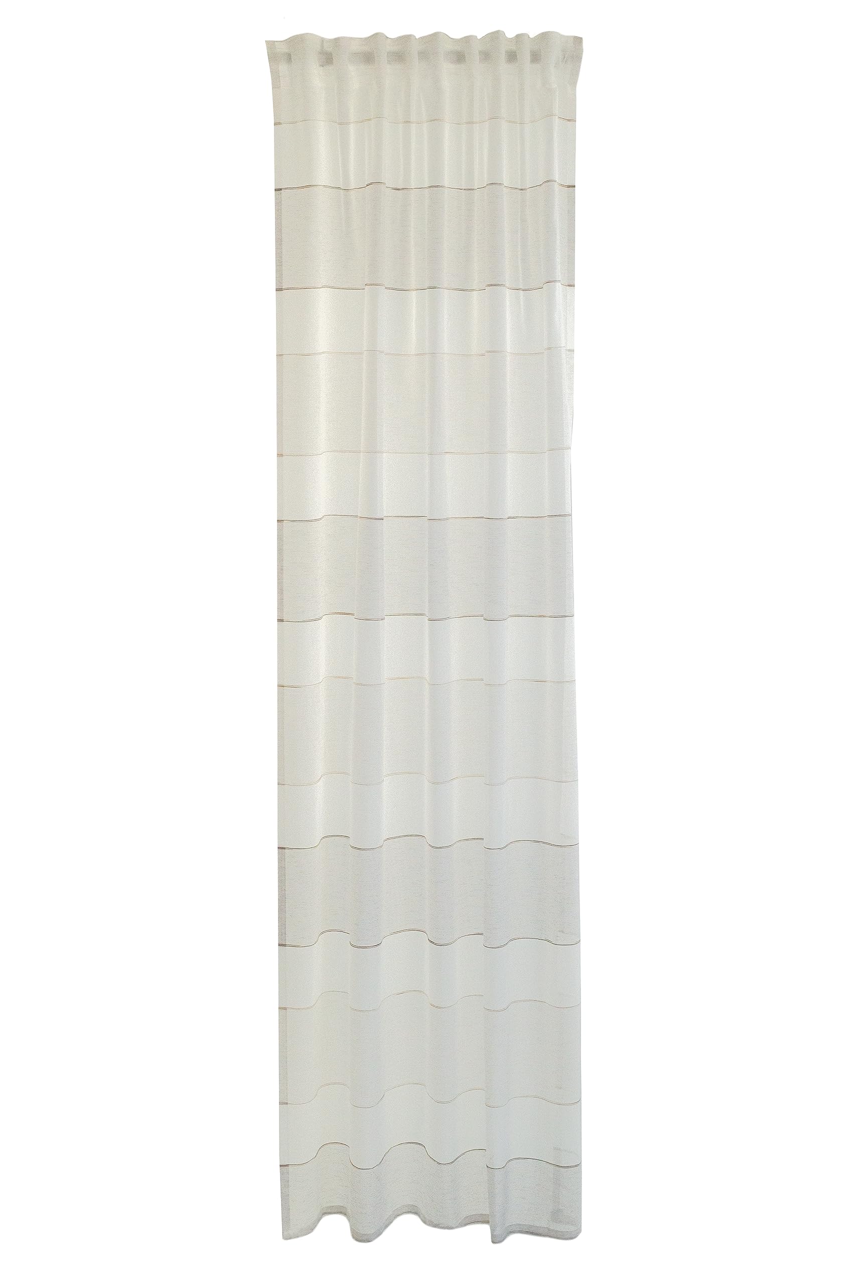 Homing transparente Gardine gestreift | Uni Creme Natur Beige | Recycelt | Wohnzimmer Schlafzimmer Kinderzimmer dekorativ | Vorhang(1Stück) 245 x 140 cm(HxB)