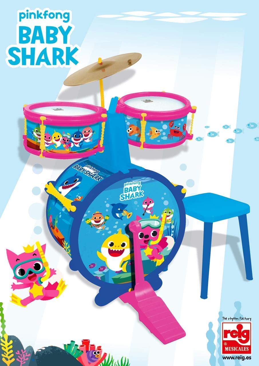 CLAUDIO REIG 2611 Pinkfong Baby Shark Musikspielzeug Schlagzeug, Mehrfarbig