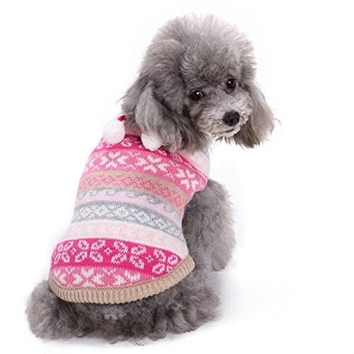 Kostüme for Hunde Weihnachtshundeanzug Haustierjacke Ärmelloser Anzug Welpenstrickmuster Weihnachtsanzug (Color : Pink, Size : M)