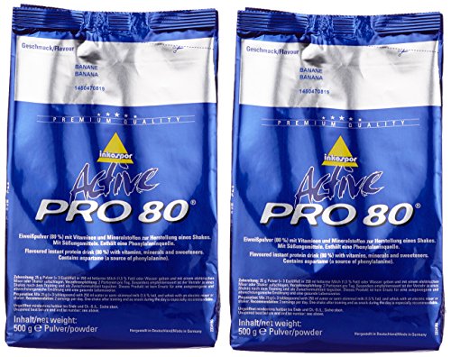 Inkospor Active Proteinshake Pro 80 Beutel Doppelpack (2 x 500 g) Banane, 1er Pack (1 x 1 kg)