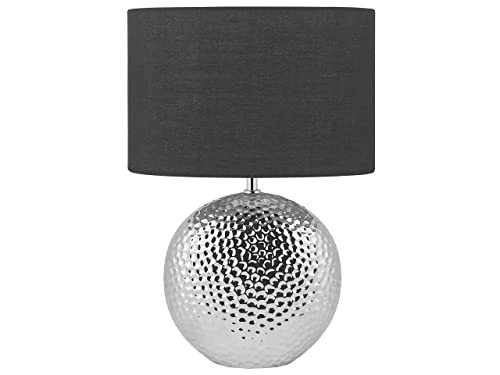 Beliani Glamouröse Tischlampe kugelförmiger Lampenfuß Keramik/Polyester Nasva