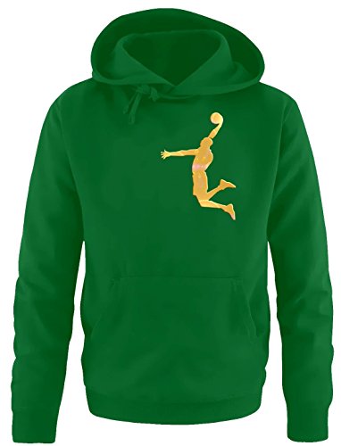 Coole-Fun-T-Shirts Dunk Basketball Slam Dunkin Erwachsenen Sweatshirt mit Kapuze Hoodie Green-Gold, Gr.S