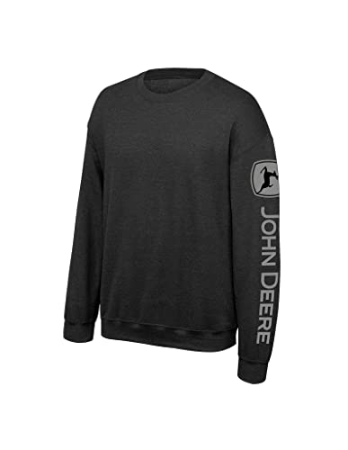 John Deere Jd Crew Neck Fleece Sweatshirt-Black-Medium