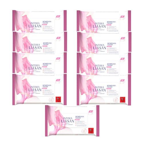 Intima Liasan by Sagrotan Intimpflege-Tücher Sensitive – Reinigende Feuchttücher für die tägliche Intim-Hygiene – Seifenfrei, Alkoholfrei und 100% biologisch abbaubar – 9 x 30 Stück
