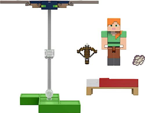 Mattel - Minecraft Gelenkfigur, 2 Stück, mit Papierwürfeln, zum Bauen (HGN27)