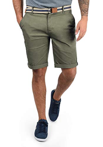 !Solid Monty Herren Chino Shorts Bermuda Kurze Hose Mit Gürtel Aus Stretch-Material Regular-Fit, Größe:S, Farbe:Dusty Oliv (3784)