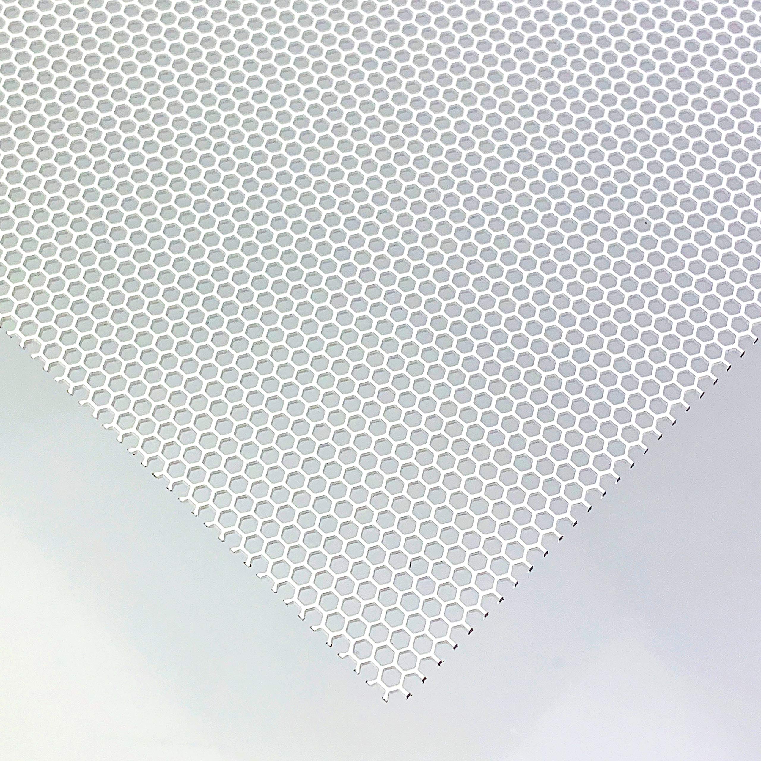 Stahl Lochblech HV2-2,5 Farbig Weiß RAL 9016 Stahl 1 mm dick Hexagonal Gitter Zuschnitt nach Maß (1000 mm x 150 mm)