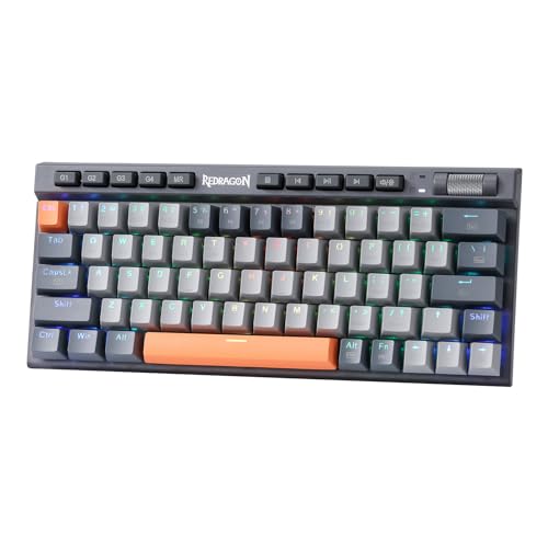 Redragon K634 PRO 60% kabellose RGB-Gaming-Tastatur mit 3 Modi, Hot-Swap-fähige kompakte mechanische Tastatur mit spezieller Mediensteuerung, leiser roter linearer Schalter