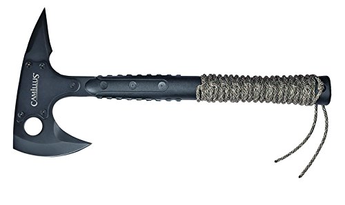 Camillus Sin Tomahawk, inklusive ballistischer Nylonscheide, Titanium Bonded 3Cr13 Stahlaxtkopf, GFN Stiel, schwarz, 38 cm