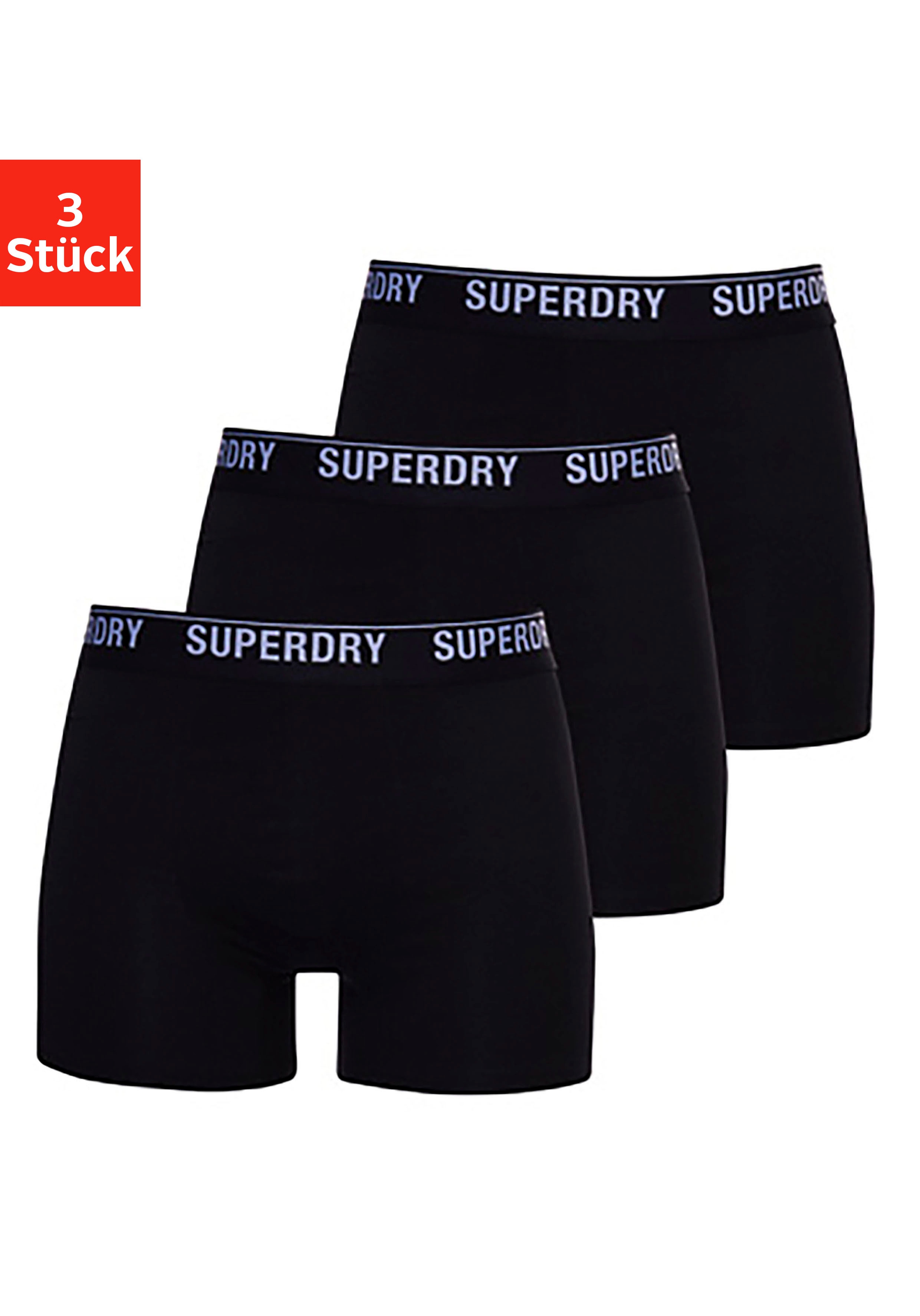 Superdry Mens Multi Triple Pack Boxer Shorts, Black/Black Optic, XX-Large