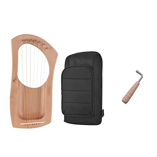 PECY 7-saitige Holz-Lyra-Harfe Metallsaiten Birke Massivholz Saiteninstrument Harfe Instrumente (Farbe: 1)