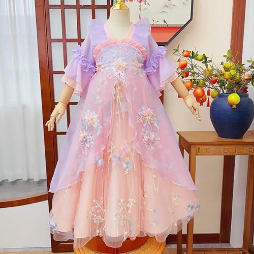 AJOHBM Chinesisches Hanfu Kleid Kostüm Karneval Blumenfee Cosplay Kostüm Tanz Hanfu Kleid