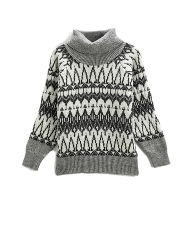 Koton Girls Turtleneck Knit Sweater Long Sleeve Patterned
