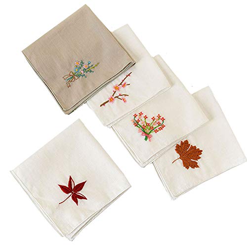 5er-Pack Taschentücher Stickerei DIY mit Mustern, komplettes Set von handgefertigten geprägten Sticksets, Kreuzstich Kits für Anfänger
