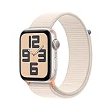 Apple Watch SE (2. Generation, 2023) (GPS, 44 mm) Smartwatch mit Aluminiumgehäuse und Sport Loop Armband in Polarstern. Fitness- und Schlaftracker, Unfallerkennung, Herzfrequenzmesser, CO₂ neutral