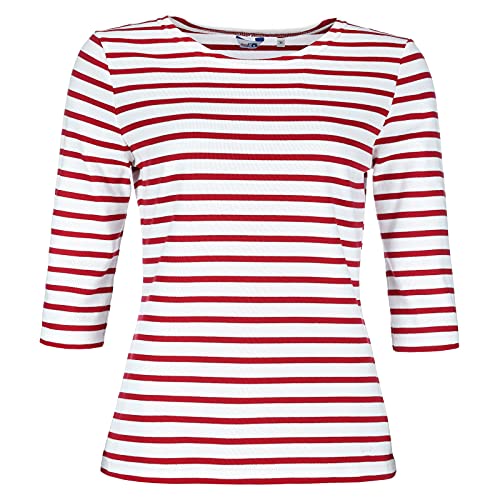 modAS Bretonisches Damenshirt mit 3/4-Arm - Streifenshirt Ringelshirt Basic Shirt Gestreift aus Baumwolle