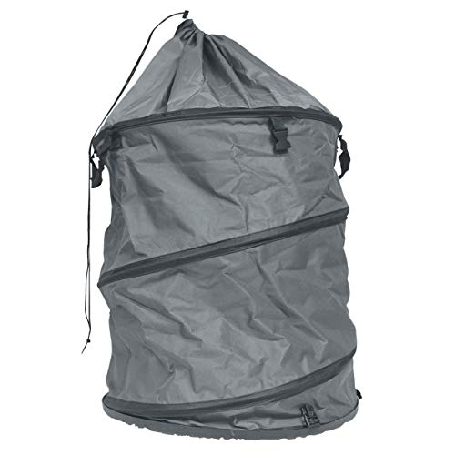 AFP Gartensack Premium Qualität PopUp anthrazit, Ø 53 x H:68 cm / 150 l, Hartkunststoff-Boden, mit Zugkordel verschließbar – Gartenabfallsack/Laubsack, selbstaufstellend / 2 Jutesäckchen gratis