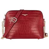 David Jones - Damen Krokodil Umhängetasche - Frau Kroko PU Leder Kleine Handtasche - Kette Tasche Schultertasche Abendtasche - Crossbody Bag Zip Reißverschluss - Handy City Party Clutch Mode - Rot