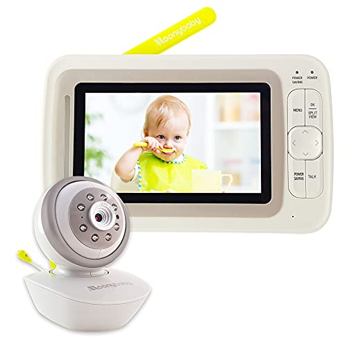 Video Baby Monitor with Camera and Audio, Large 4.3 Inches Screen, Extra 170 Degree Wide View Lens, Split Screen, Auto Night Vision, 2 Way Talk Back, Power Saving, Room Temperature by Moonybaby