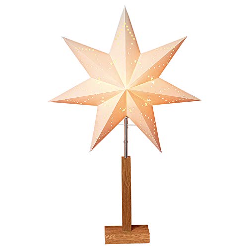 Star 232-01 Karo Stern auf Holzständer/Papier beige/Eiche 70 x 43 cm
