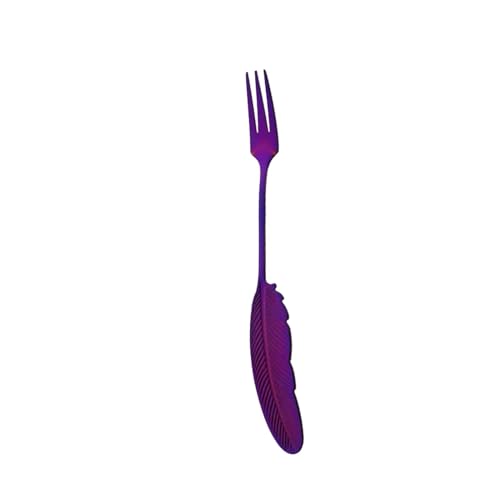Buntes 1-teiliges Dessertlöffel-Gabel-Set aus 304 Edelstahl, Rührlöffel, Kuchengabeln, Kaffeerührlöffel, Obstgabel, Federlöffel (Color : 1Pcs Purple Fork)