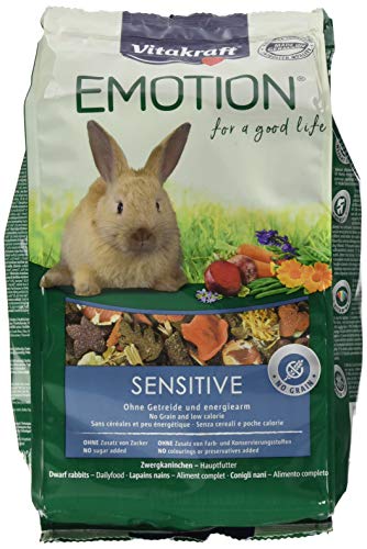 Vitakraft Alleinfutter für Zwergkaninchen, Ausgewogene Futtermischung, Getreidefrei, Emotion Sensitive Selection (5 x 600g)