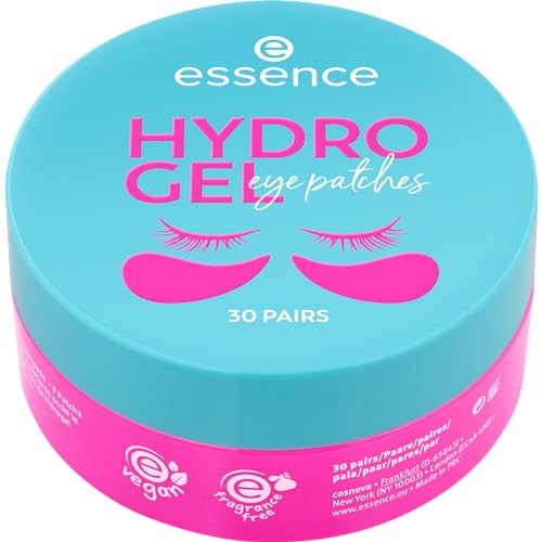 essence HYDRO GEL eye patches 30 PAIRS, pink, pflegend, feuchtigkeitsspendend, erfrischend, entspannend, 3er Pack (3 x 30 Paar)