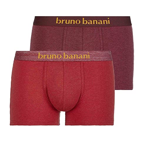 bruno banani Herren 2pack Denim Fun Retroshorts, Rostrot // Weinrot Melange, XXL EU