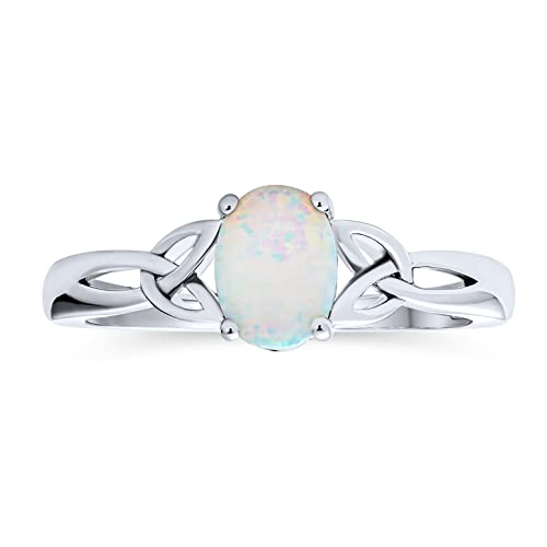 Bff Triquetra Keltische Liebe Knoten Oval Weiß Erstellt Opal Ring Für Teen Für Frauen 925 Sterling Silber