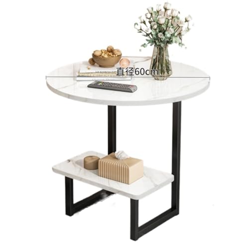 Beistelltisch Leichter, Luxuriöser Couchtisch, Moderner, Einfacher, Kreativer Beistelltisch, Tisch For Zuhause, Wohnzimmer, Doppelschichtiger Sofa-Beistelltisch Side Table ( Color : White , Size : C )