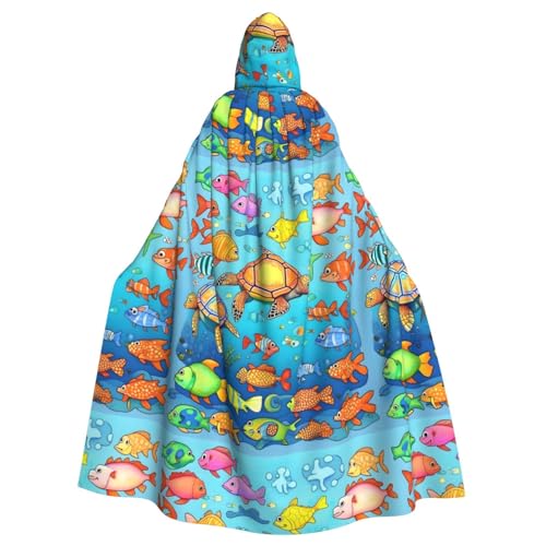 AvImYa Unisex Kapuze Halloween Weihnachten Party Cosplay Kostüme Robe Umhang Umhang Urlaub Waren Schildkröte und Fisch Prints