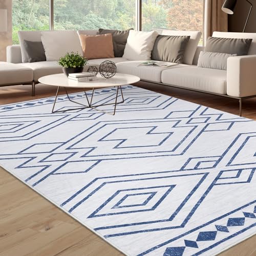 FairOnly Waschbarer marokkanischer großer Teppich für Wohnzimmer, schmutzabweisend, abstrakte Teppiche für Schlafzimmer, mit Rutschfester Unterseite, Heimdekoration, Bodendekoration