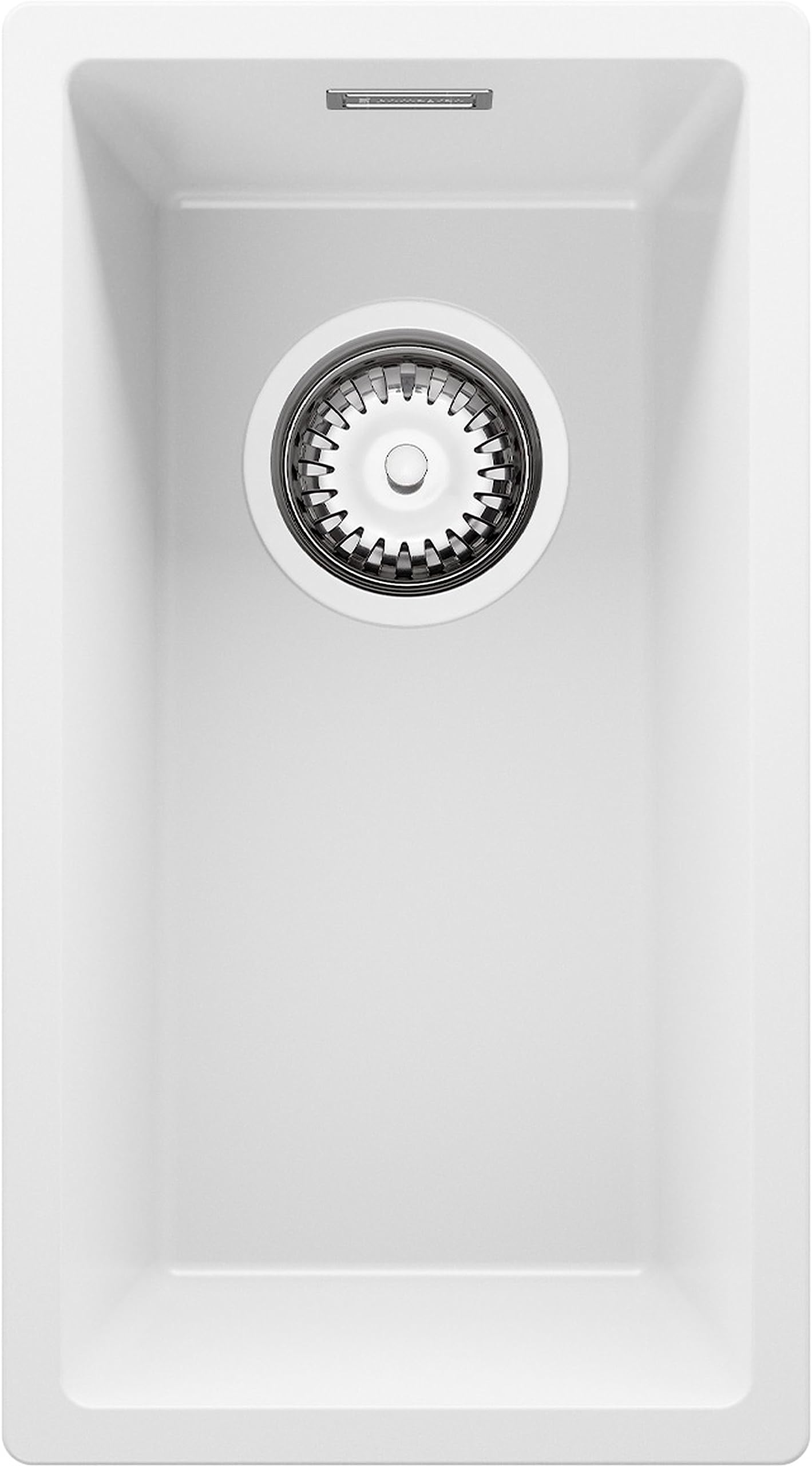 Spülbecken Weiß 26 x 47 cm, Granitspüle + Siphon Klassisch, Küchenspüle ab 30er Unterschrank, Einbauspüle von Primagran