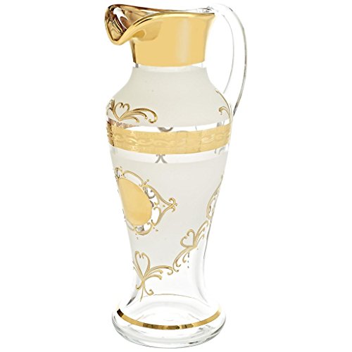 Krug Kanne mit Henkel Noble 1.500 ml Gold aufwendig Handbemalt Hochwertiges Glas