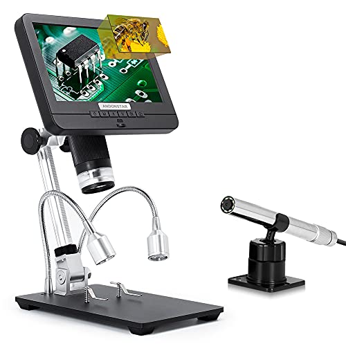 Andonstar Digitales Mikroskop AD206S mit Dual-Linse, USB, LCD-Display, Videomikroskope mit Endoskop zum Löten von SMT, SMD, BGA, Münzsammellupe
